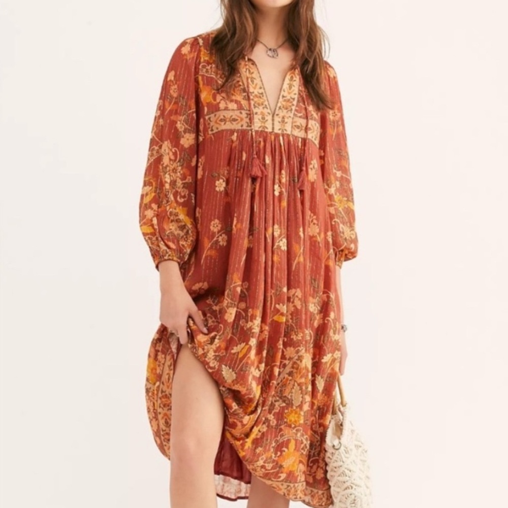 🔥TEMP PRICE DROP🔥 Spell Hendrix midi dress in Rust Size XL